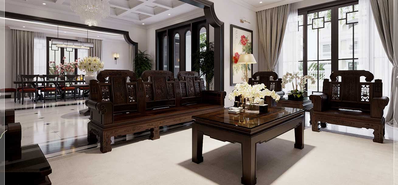 Thiết kế nội thất biệt thự Tuần Châu Quảng Ninh mang đậm phong cách Indochine 